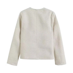 Ivory Woolen Gold Button Over Coat