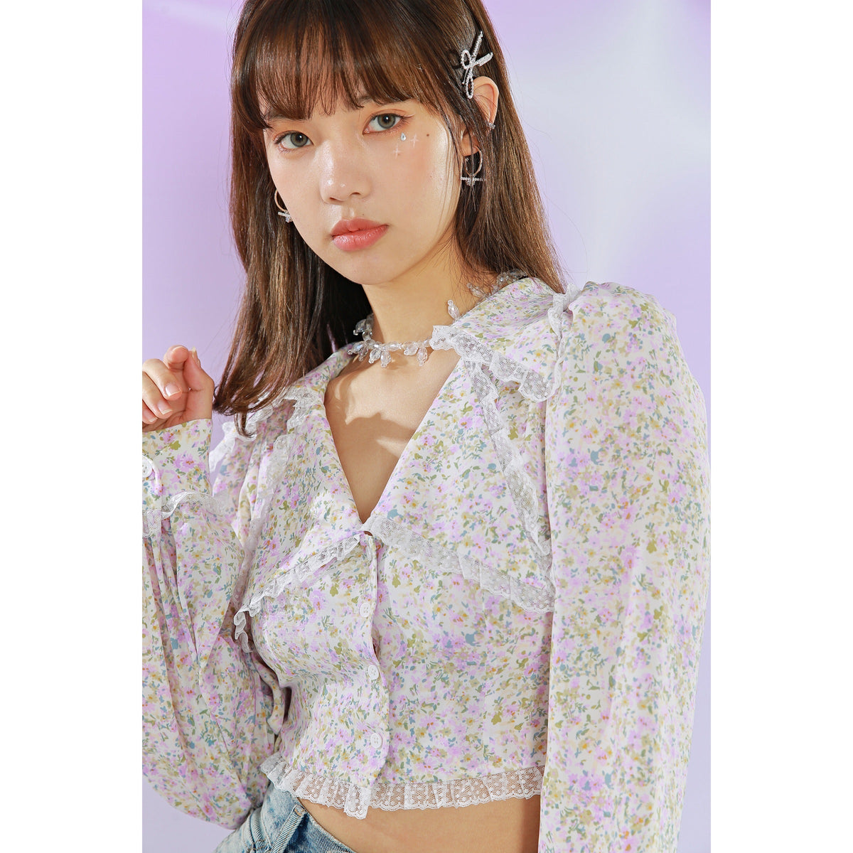 Rosalie Oil Painting Floral Top ~ HANDMADE