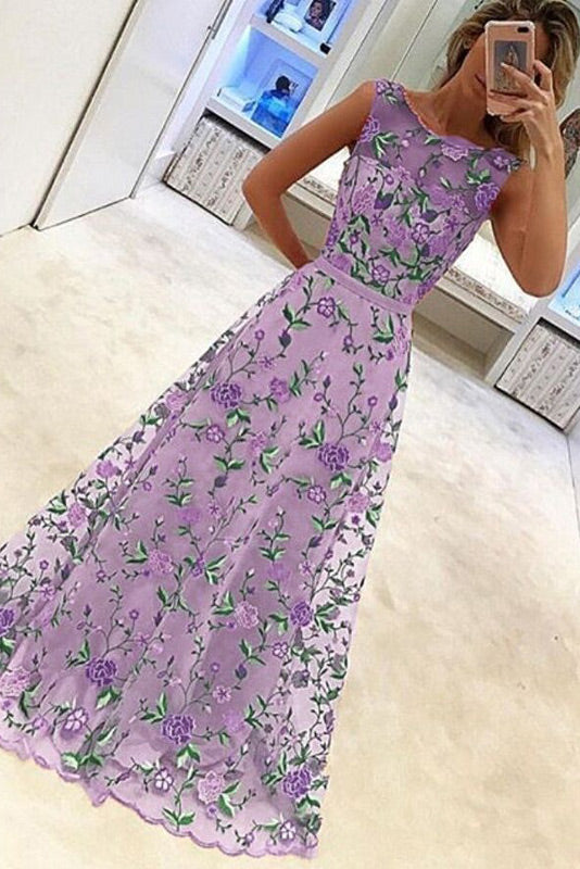 Long Sleeveless A-Line Prom Dress Evening Gown