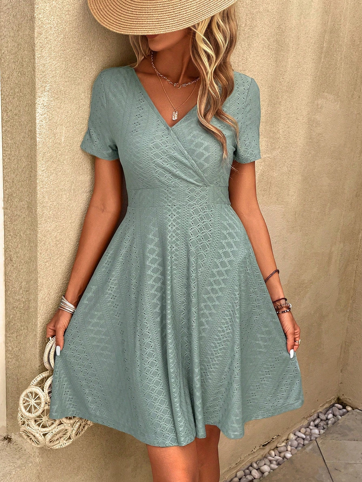 Mint Green Surplice Neck A-Line Dress: The Perfect Spring Style