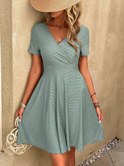 Mint Green Surplice Neck A-Line Dress: The Perfect Spring Style
