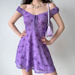 Purple Rose A-line Dress ~ HANDMADE