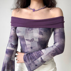 Maya Butterfly Off-Shoulder Top ~ HANDMADE