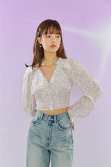 Rosalie Oil Painting Floral Top ~ HANDMADE