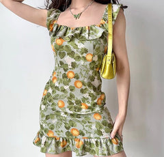 Sweet Tangerine Ruffle Dress
