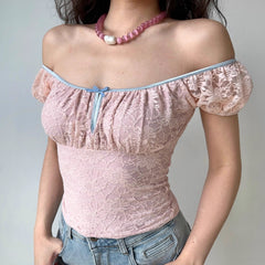 Pretty In Pink Lace Top ~ HANDMADE
