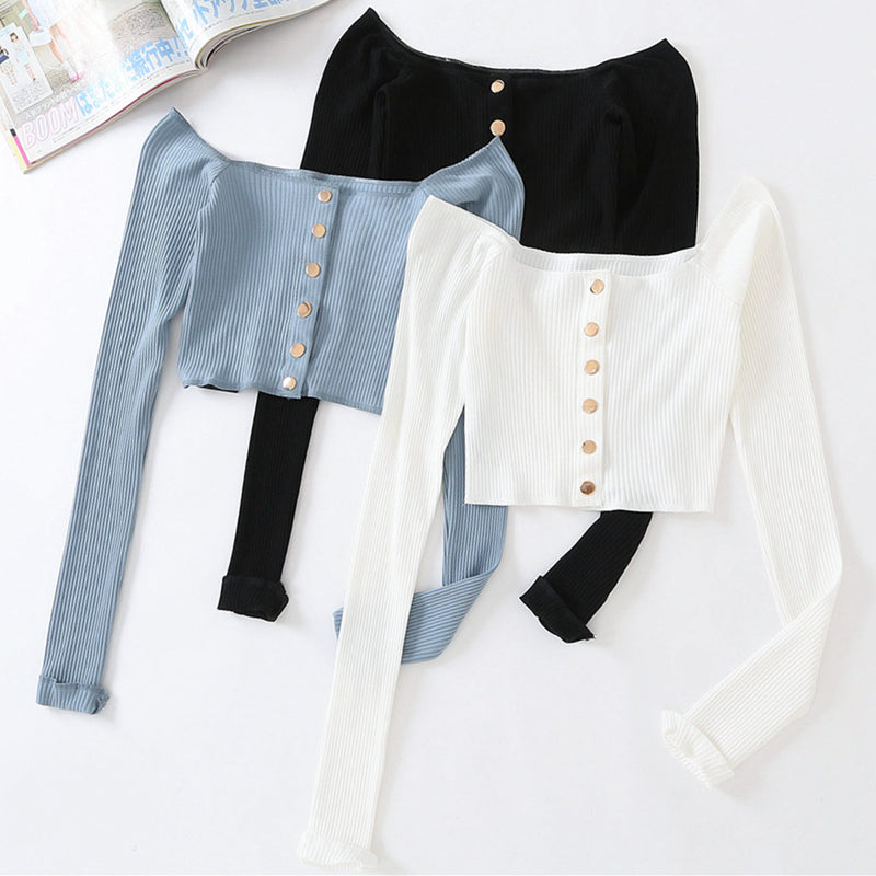 Stone Off-Shoulder Crop Top