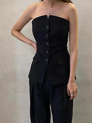 Black Sleeveless long Vest