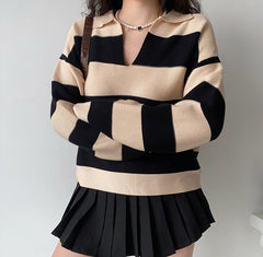Retro Striped Loose Pullover