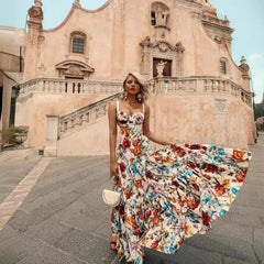 Fashion V neck Sleeveless Skater Dresses