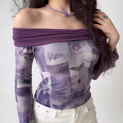 Maya Butterfly Off-Shoulder Top ~ HANDMADE
