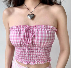 Lovefest Gingham Tube Top ~ HANDMADE
