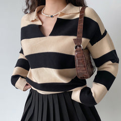Retro Striped Loose Pullover