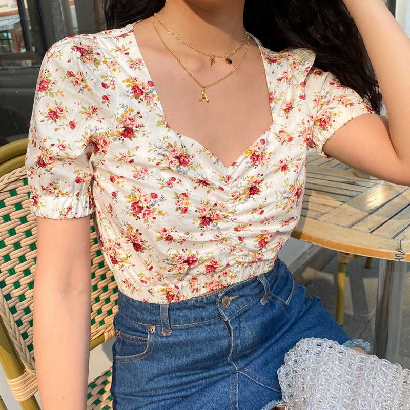 Mabel Retro Floral Blouse ~ HANDMADE