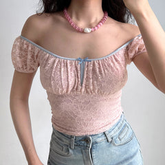 Pretty In Pink Lace Top ~ HANDMADE