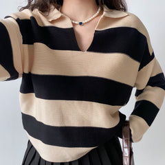 Retro Striped Loose Pullover