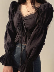 Chiffon Ruffle Puff Sleeve Blouse