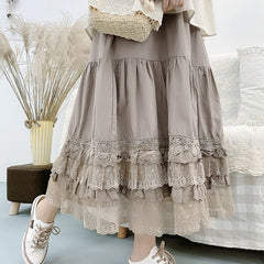 Cotton Lace Layered Skirt