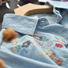 Denim Vintage Embroidery Blouse