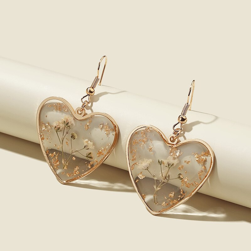 Blue Resin Heart Earrings