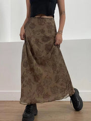 Floral Fairycore Pleated Midi Skirt