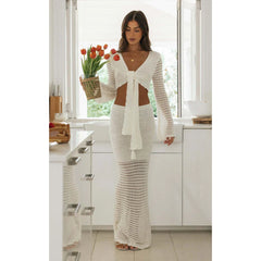 Ethereal Elegance Crochet Two-Piece Beach Set