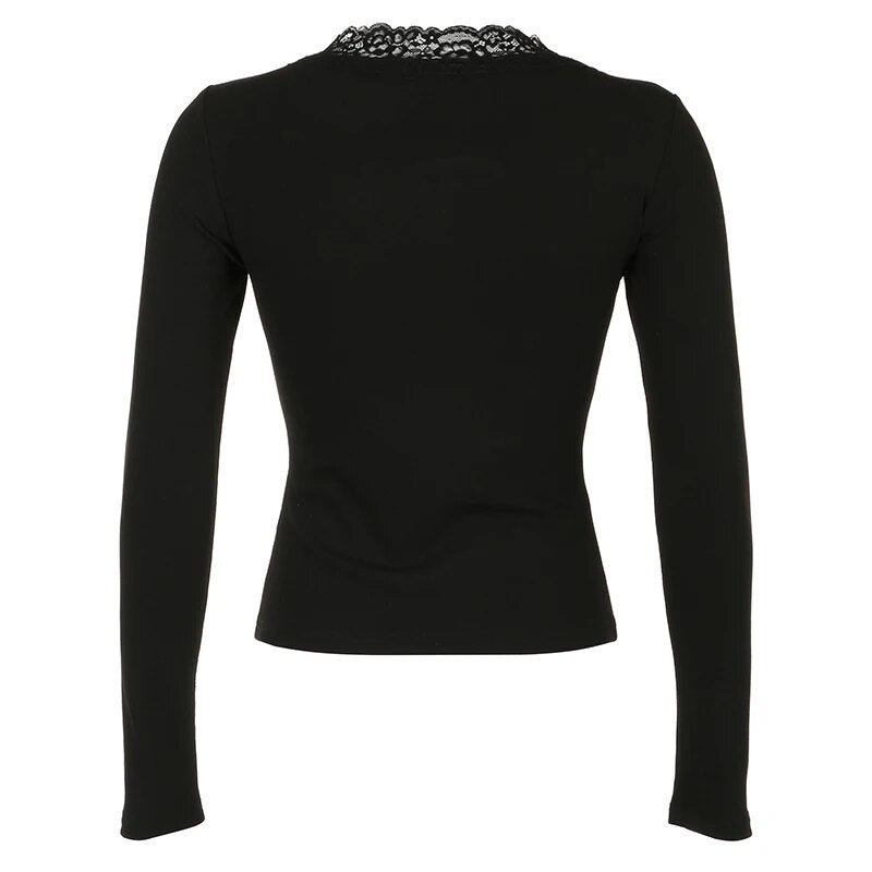 Black Lace Fairycore Top