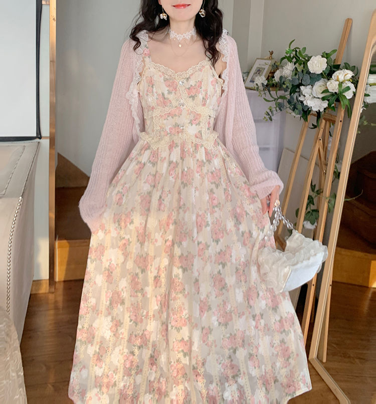 Elegant Floral Fairy Midi Dress