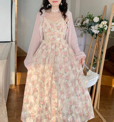 Elegant Floral Fairy Midi Dress
