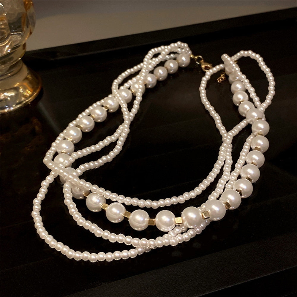 Fairy Three-layer Pearl Collar Choker