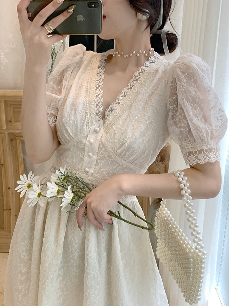 Fairycore Elegant Prom Voile Dress