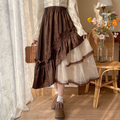 High Waist Mesh Mori Girl Skirt