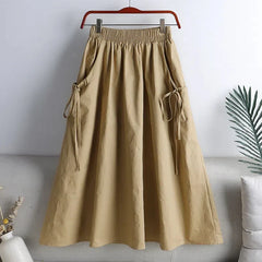 Drawstring Pocket A-Line Skirt