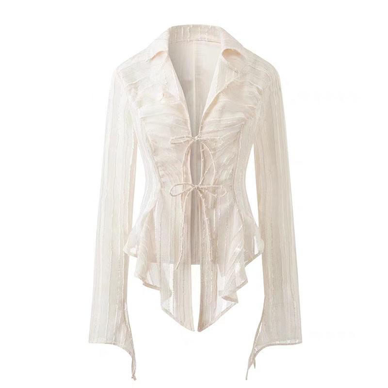 Fairycore Lace Up Long Sleeve Spring Blouse