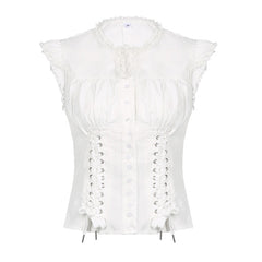 Bandage Design Single-breasted Fairycore Blouse