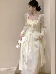Fairy Square Neck Lantern Sleeve Dress