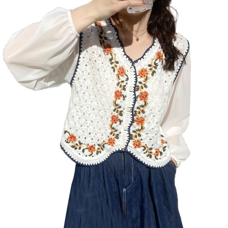 Chiffon Puff Sleeve Button Blouse