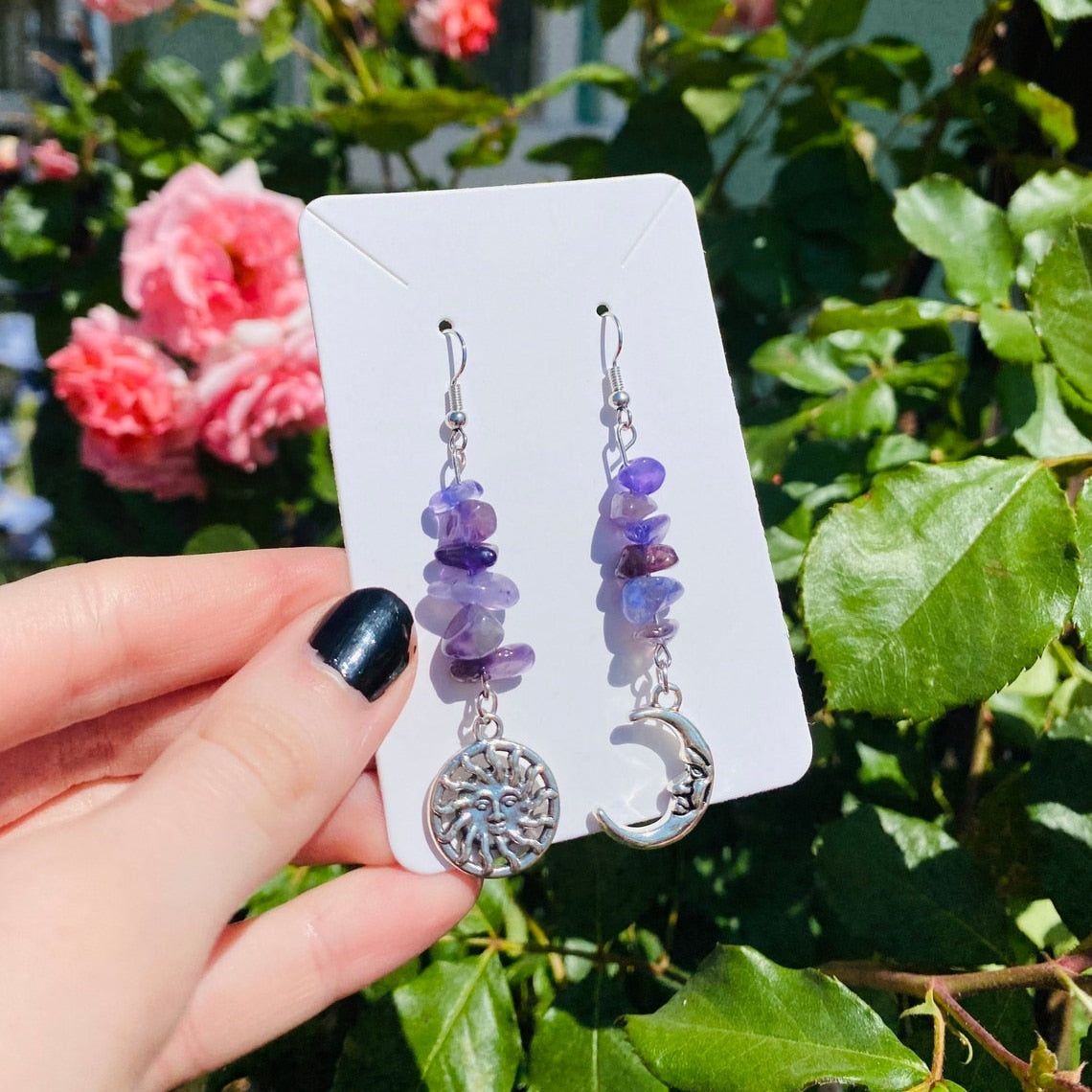 Fairy Sun and Moon Crystal Earrings