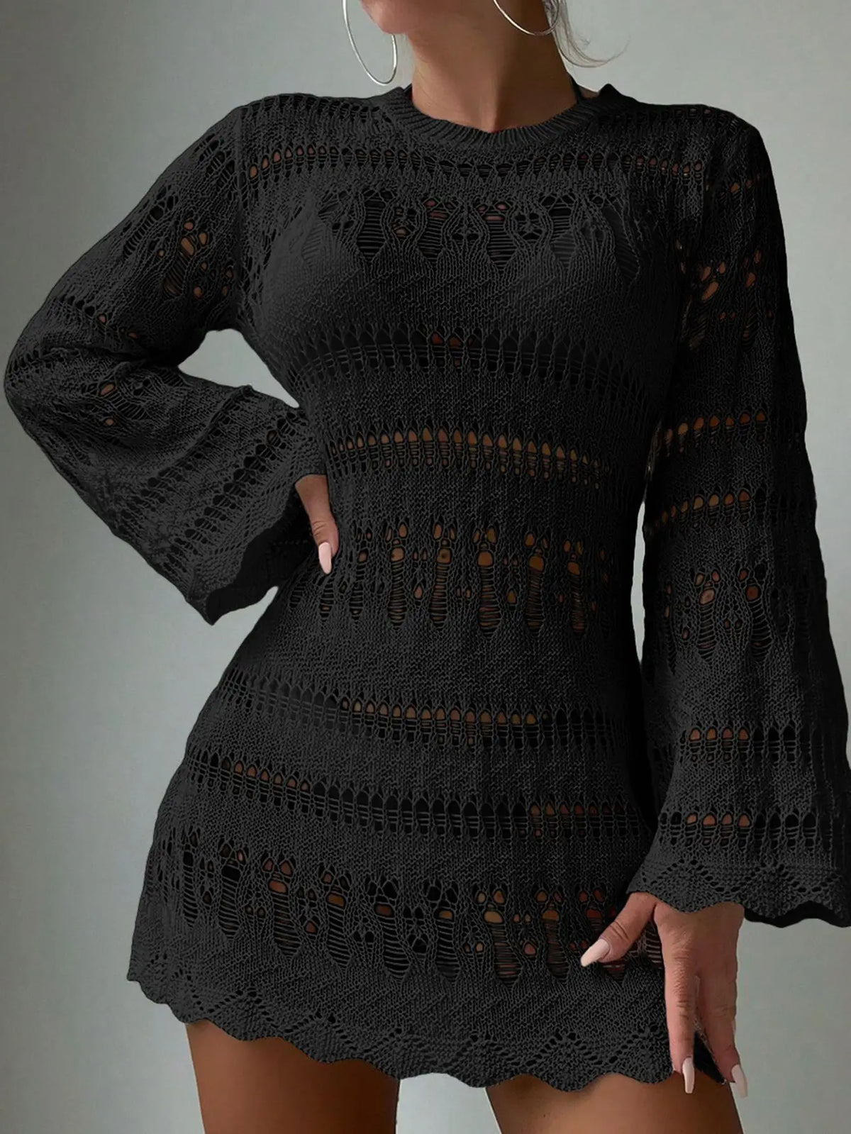 Long Sleeve Knit Beach Dress