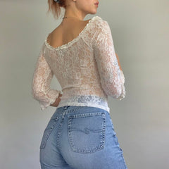 Fairy Grunge Lace Long Sleeve Crop Top