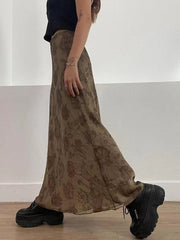 Floral Fairycore Pleated Midi Skirt