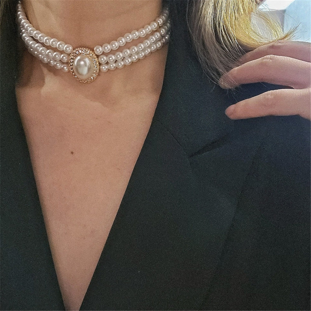 Fairy Three-layer Pearl Collar Choker