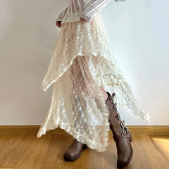 Ivory Cascade Lace Skirt
