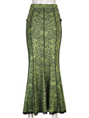 Green Goblincore Floral Skirt
