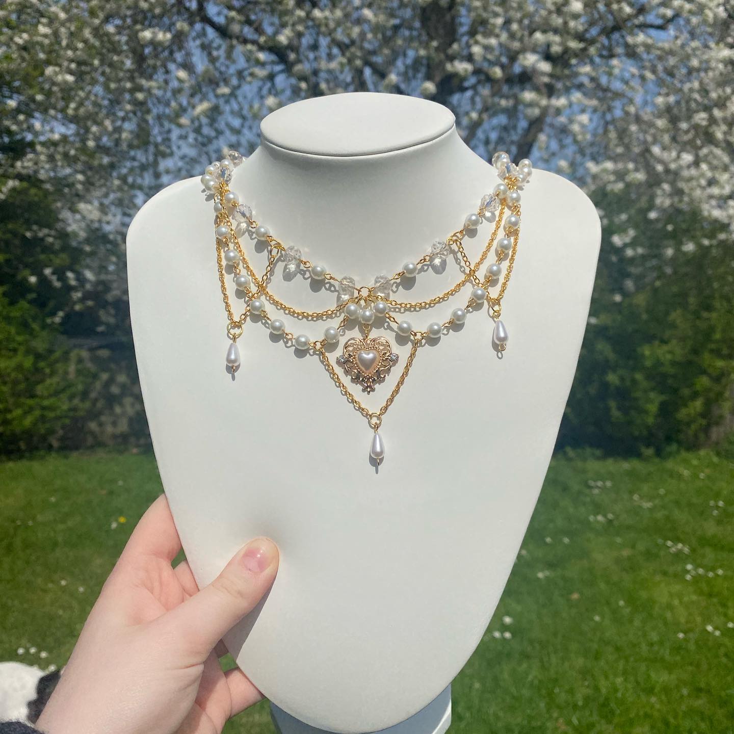 Fairycore Heart Pearls Necklace