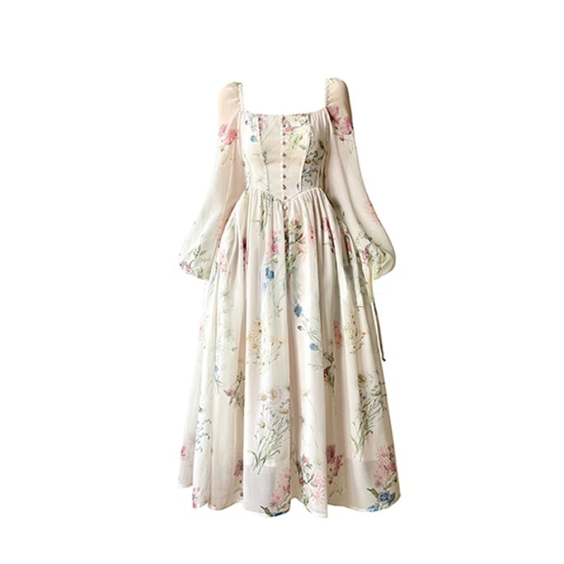 Elegant vintage dress with flowers