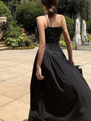 Dark Vintage Spaghetti Strap Midi Dress