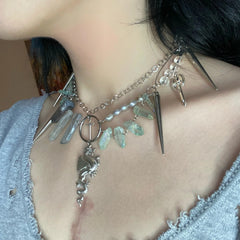 Goblincore Crystal Sword Necklace
