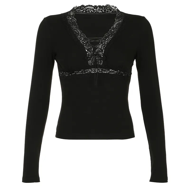 Black Lace Fairycore Top