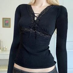 Black Lace Fairycore Top